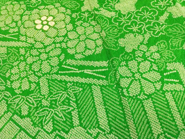 平和屋着物●豪華振袖 総絞り 駒刺繍 笹竹梅花文 正絹 逸品 AABM4080fy