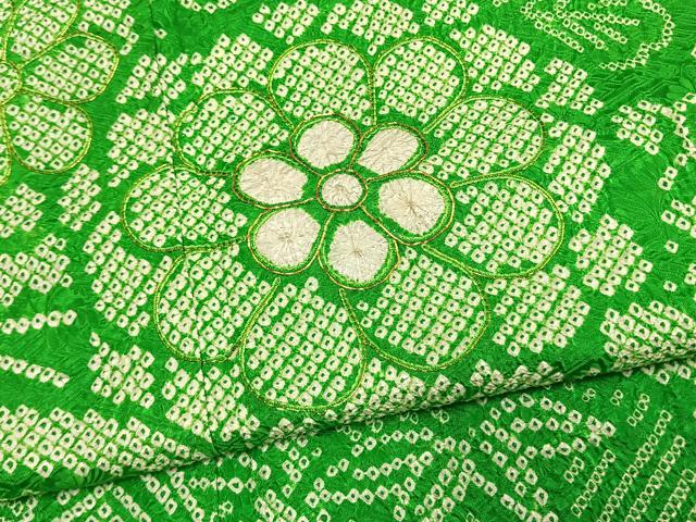 平和屋着物●豪華振袖 総絞り 駒刺繍 笹竹梅花文 正絹 逸品 AABM4080fy