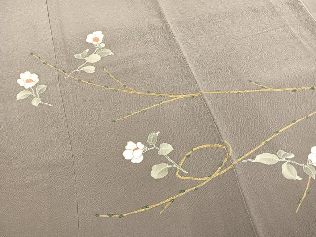 平和屋着物●訪問着 駒刺繍 枝花文 金彩 鬼しぼ縮緬 正絹 逸品 未使用 AABM4081fy