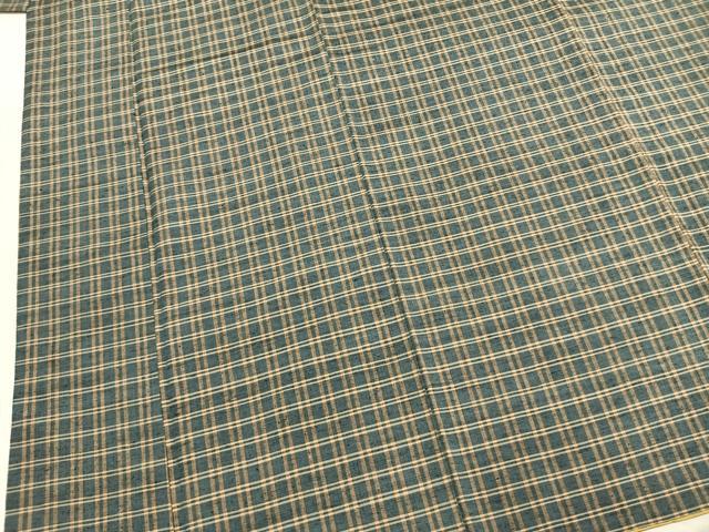 平和屋着物●上質な紬 格子 正絹 逸品 AABM4085fy