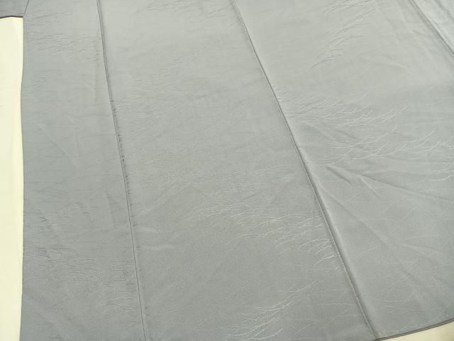 平和屋着物●上質な色無地 露芝地紋 灰青色 正絹 逸品 AABM4088fy
