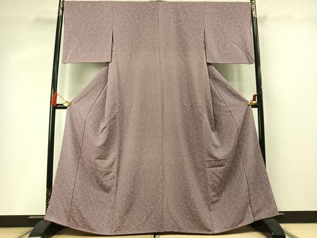 平和屋着物●上質な小紋 枝葉文 正絹 逸品 AABM4095fy