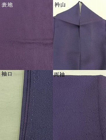 平和屋着物●京加賀友禅 百貫達雄監修 色無地 草花地紋 深紫色 正絹 逸品 AABM4099fy