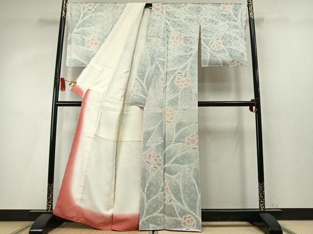 平和屋着物●上質な小紋 総絞り 草花文 暈し染め 正絹 逸品 AABM4102fy