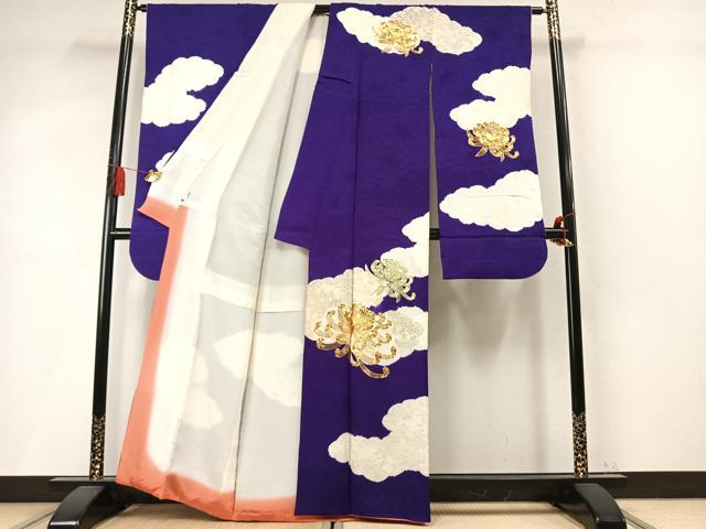 平和屋着物●豪華振袖 駒刺繍 乱菊 雲取り文 金銀彩 正絹 逸品 AABM4112fy