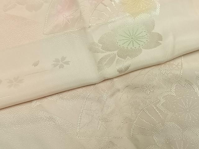 平和屋着物●振袖用長襦袢 無双仕立て 扇面舞桜地紋 暈し染め 正絹 逸品 AABM4113fy