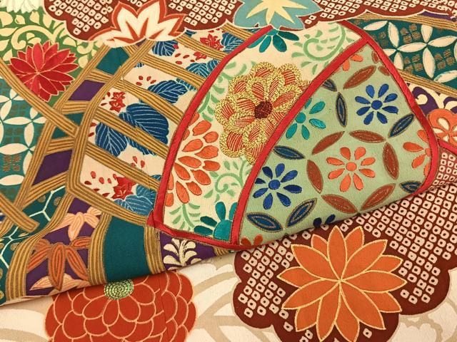 平和屋着物●中国三大刺繍 相良刺繍 振袖 駒刺繍 雲取り扇面花文 金糸 金彩 正絹 逸品 AABM4116fy