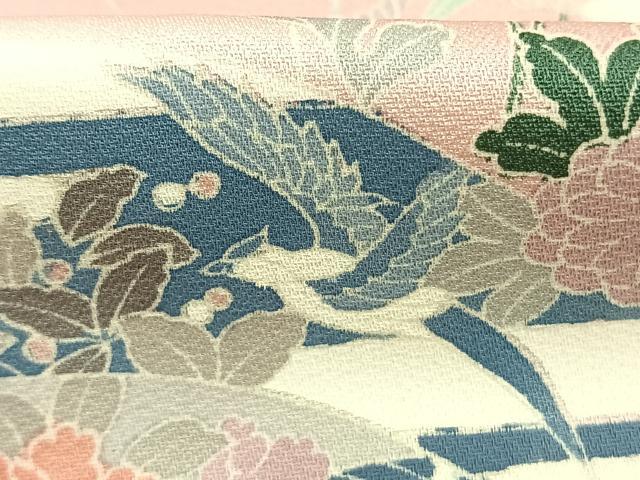 平和屋着物●訪問着 友禅 扇面花鳥文 暈し染め 正絹 逸品 AABM4131fy