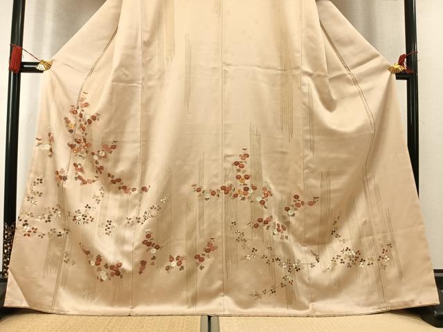 平和屋着物●訪問着 駒刺繍 草花文 金彩 正絹 逸品 AABM4135fy