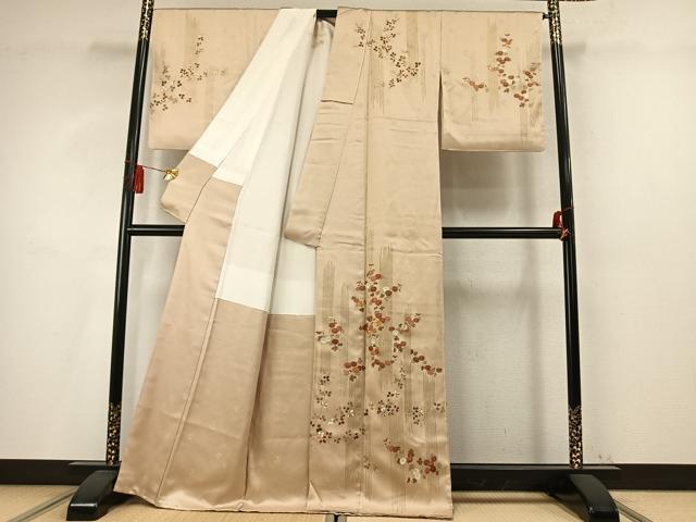 平和屋着物●訪問着 駒刺繍 草花文 金彩 正絹 逸品 AABM4135fy