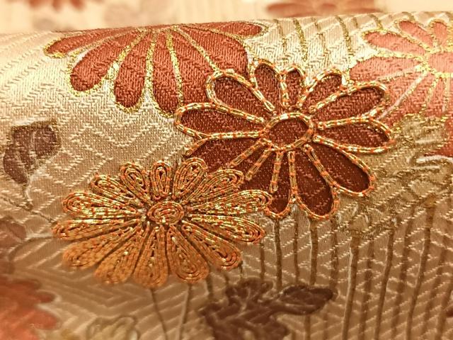 平和屋着物●訪問着 駒刺繍 草花文 金彩 正絹 逸品 AABM4135fy