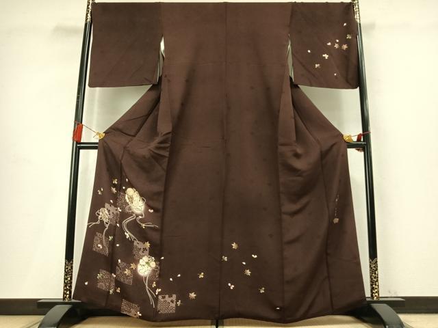 平和屋着物●十代目 歌舞伎役者 坂東三津五郎 訪問着 草花文 暈し染め 金彩 やまと誂製 正絹 逸品 AABM4143fy
