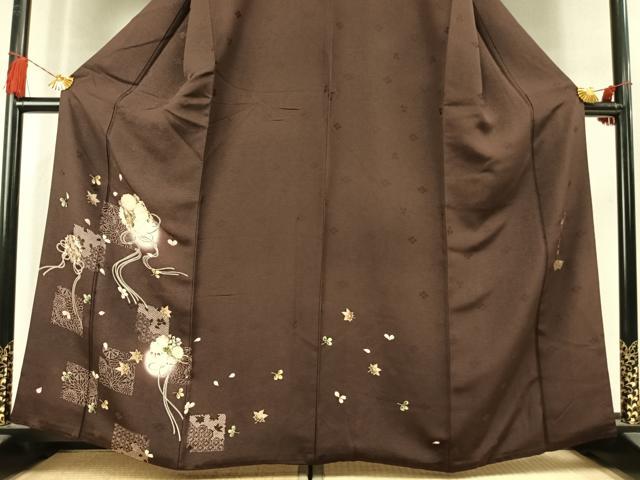 平和屋着物●十代目 歌舞伎役者 坂東三津五郎 訪問着 草花文 暈し染め 金彩 やまと誂製 正絹 逸品 AABM4143fy