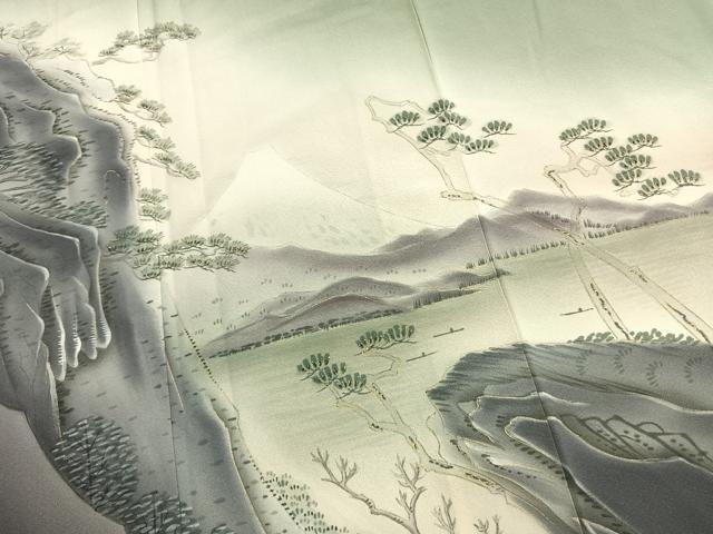 平和屋着物●訪問着 作家物 手描き 風景松文 暈し染め 金彩 正絹 逸品 AABM4144fy