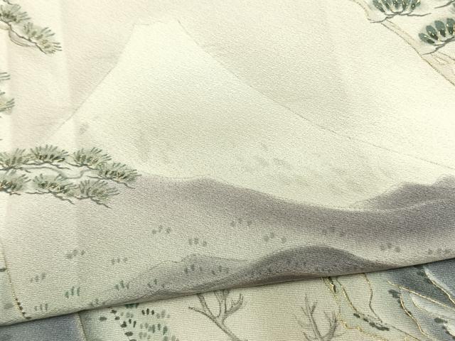 平和屋着物●訪問着 作家物 手描き 風景松文 暈し染め 金彩 正絹 逸品 AABM4144fy