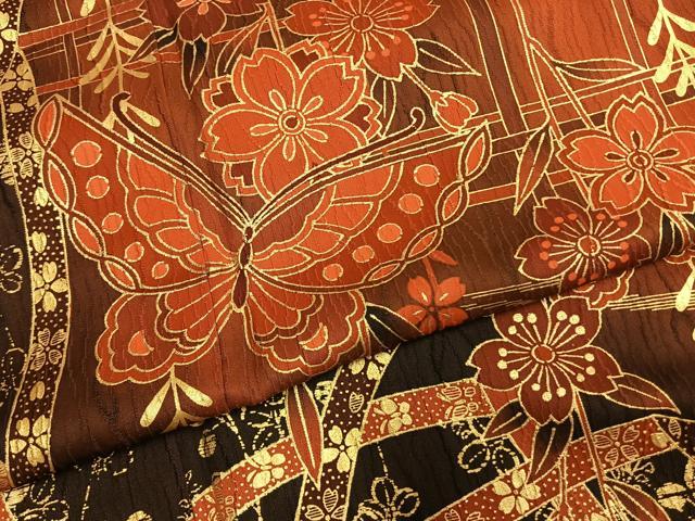 平和屋着物●豪華振袖 花蝶文 暈し染め 金彩 正絹 逸品 AABM4154fy