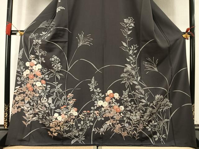 平和屋着物●訪問着 刺繍 草花文 金彩 ロング丈 正絹 逸品 AABM4169fy