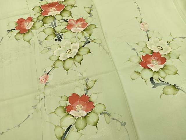 平和屋着物●訪問着 手描き 草花文 正絹 逸品 AABM4174fy