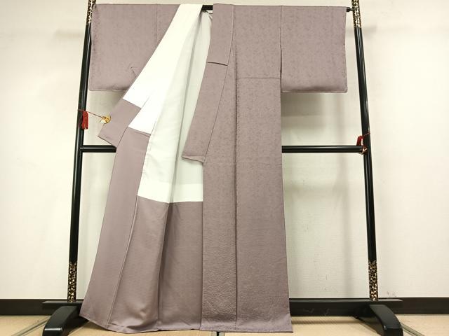 平和屋着物●上質な色無地 草花地紋 鴇鼠色 正絹 逸品 未使用 AABM4188fy
