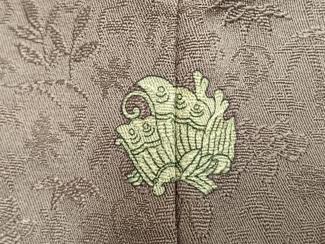 平和屋着物●上質な色無地 草花地紋 鴇鼠色 正絹 逸品 未使用 AABM4188fy