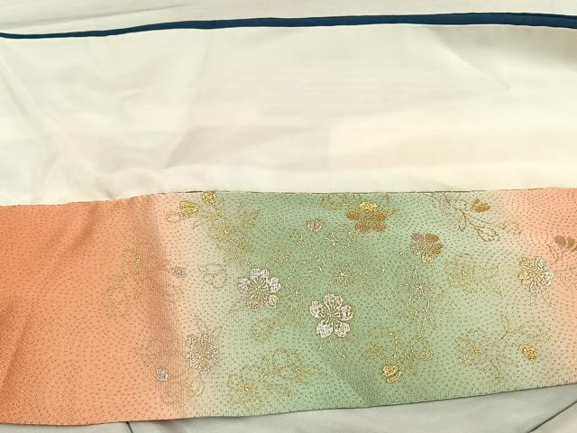平和屋着物●訪問着 花鳥文 暈し染め 金彩 ロング丈 正絹 逸品 AABM4190fy