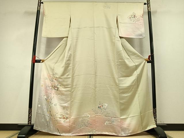 平和屋着物●訪問着 地紙花文 暈し染め 金彩 正絹 逸品 AABM4193fy