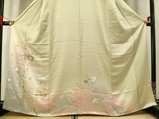 平和屋着物●訪問着 地紙花文 暈し染め 金彩 正絹 逸品 AABM4193fy