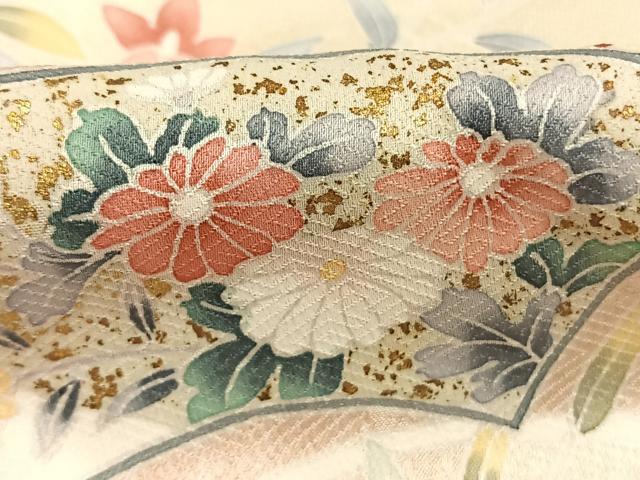 平和屋着物●訪問着 地紙花文 暈し染め 金彩 正絹 逸品 AABM4193fy