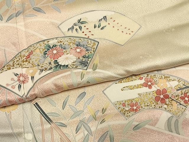 平和屋着物●訪問着 地紙花文 暈し染め 金彩 正絹 逸品 AABM4193fy