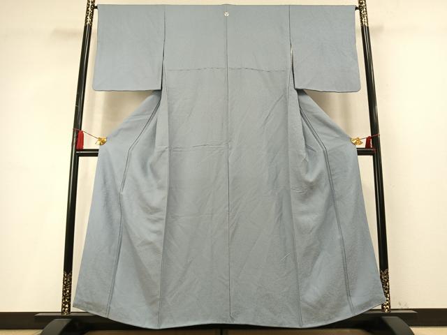 平和屋着物●上質な色無地 霞地紋 湊鼠色 正絹 逸品 AABM4195fy