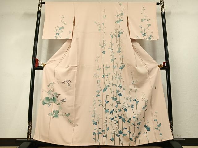 平和屋着物●訪問着 友禅 作家物 花鳥文 正絹 逸品 AABM4198fy