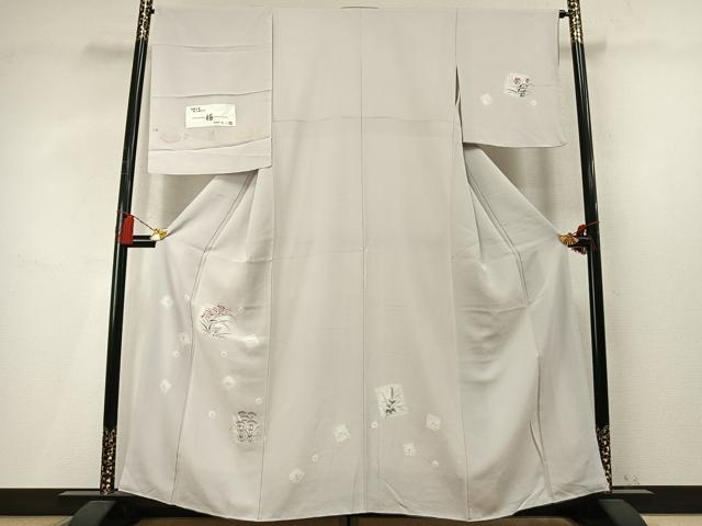平和屋着物●絞芸師 中村雄二 訪問着 色紙花文 丹後ちりめん 反端付き 正絹 逸品 AABM4202fy