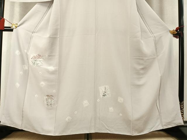 平和屋着物●絞芸師 中村雄二 訪問着 色紙花文 丹後ちりめん 反端付き 正絹 逸品 AABM4202fy