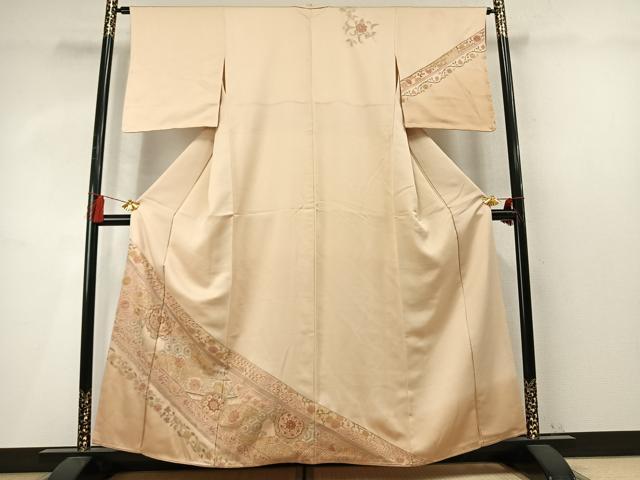 平和屋着物●中国三大刺繍 スワトウ刺繍 汕頭刺繍 総刺繍 訪問着 吉祥草花文 暈し染め 正絹 逸品 AABM4203fy