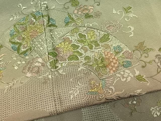 平和屋着物●中国三大刺繍 スワトウ刺繍 汕頭刺繍 総刺繍 訪問着 地紙重ね鳳凰花文 暈し染め 金糸 正絹 逸品 未使用 AABM4229fy