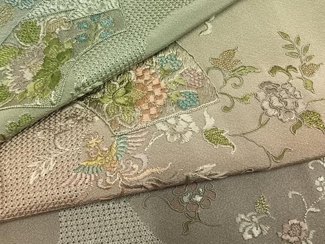 平和屋着物●中国三大刺繍 スワトウ刺繍 汕頭刺繍 総刺繍 訪問着 地紙重ね鳳凰花文 暈し染め 金糸 正絹 逸品 未使用 AABM4229fy