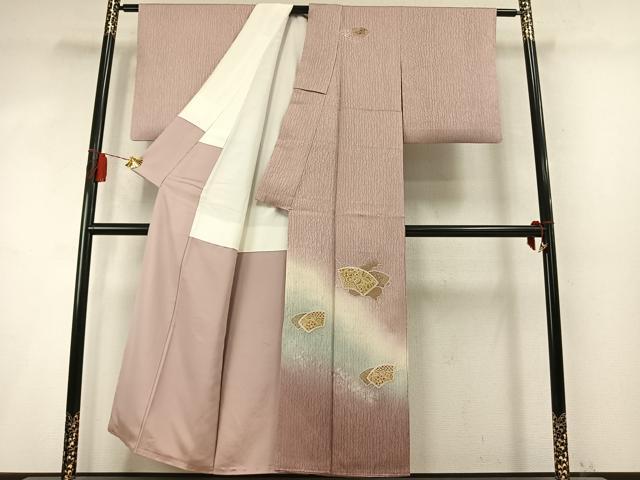 平和屋着物●中国三大刺繍 スワトウ刺繍 汕頭刺繍 総刺繍 訪問着 地紙重ね文 暈し染め 金糸 丹後ちりめん 反端付き 正絹 逸品 AABM4230fy