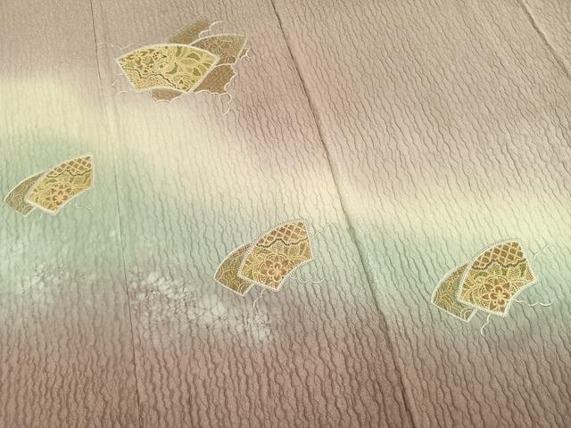 平和屋着物●中国三大刺繍 スワトウ刺繍 汕頭刺繍 総刺繍 訪問着 地紙重ね文 暈し染め 金糸 丹後ちりめん 反端付き 正絹 逸品 AABM4230fy