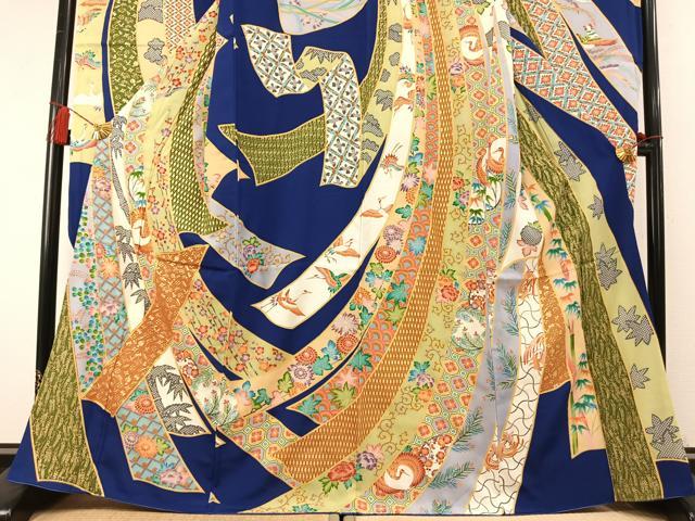 平和屋着物●豪華振袖 駒刺繍 松竹梅 飛鶴熨斗花文 金彩 正絹 逸品 AABM4233fy