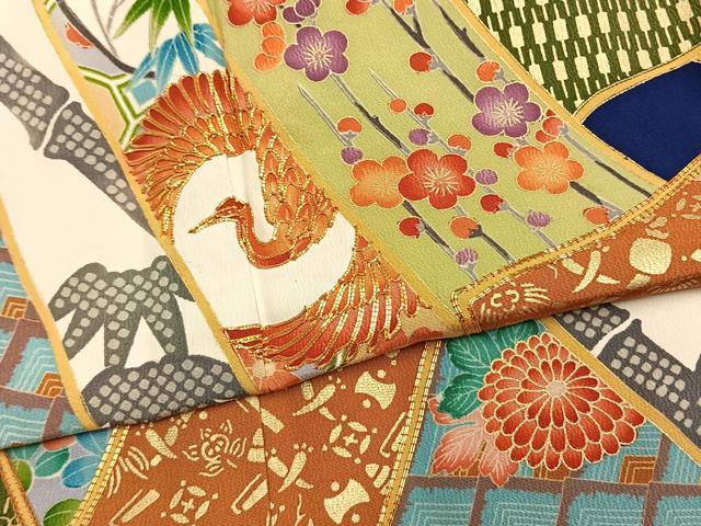 平和屋着物●豪華振袖 駒刺繍 松竹梅 飛鶴熨斗花文 金彩 正絹 逸品 AABM4233fy