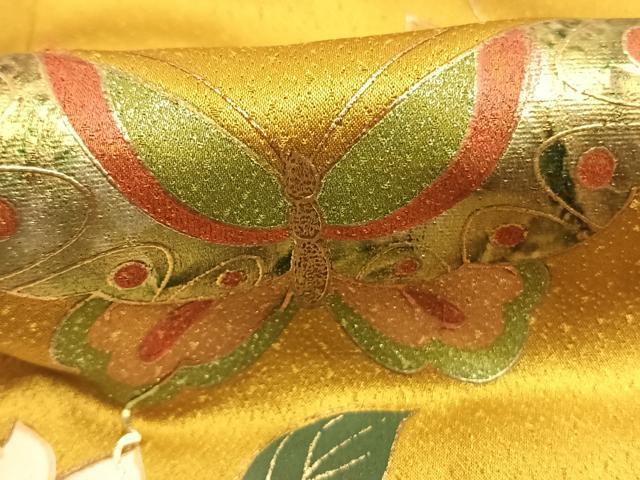 平和屋着物●豪華振袖 花蝶文 暈し染め 金彩 正絹 逸品 AABM4235fy