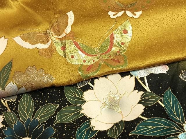 平和屋着物●豪華振袖 花蝶文 暈し染め 金彩 正絹 逸品 AABM4235fy