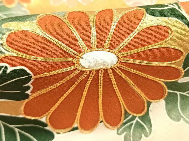 平和屋着物●豪華振袖 駒刺繍 枝梅松文 金彩 正絹 逸品 AABM4236fy