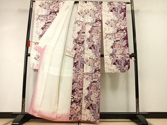 平和屋着物●豪華振袖 草花文 金彩 正絹 逸品 AABM4237fy