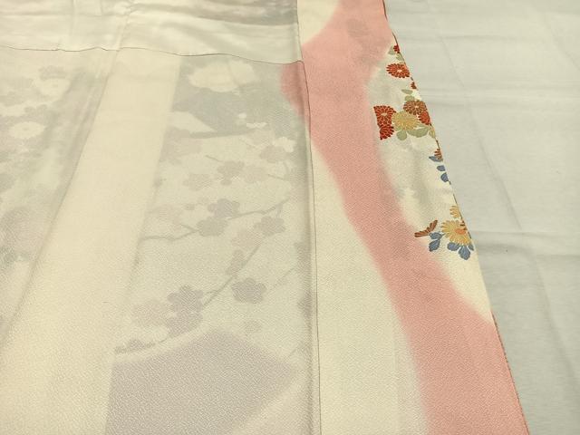平和屋着物●豪華振袖 駒刺繍 片輪車花文 金彩 正絹 逸品 AABM4239fy
