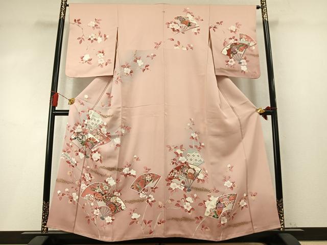 平和屋着物●訪問着 扇面御所車花文 暈し染め 金彩 正絹 逸品 AABM4241fy
