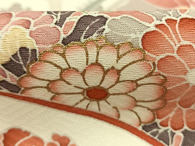 平和屋着物●訪問着 扇面御所車花文 暈し染め 金彩 正絹 逸品 AABM4241fy
