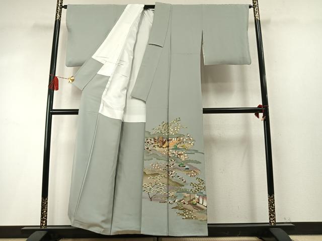 平和屋着物●豪華色留袖 人物風景花文 金彩 正絹 逸品 AABM4265fy
