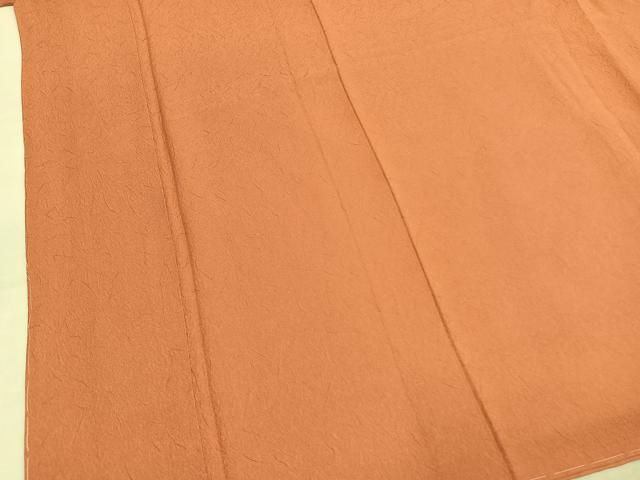 平和屋着物●上質な色無地 泥染め 霞地紋 曙色 反端付き 正絹 逸品 未使用 AABM4271fy