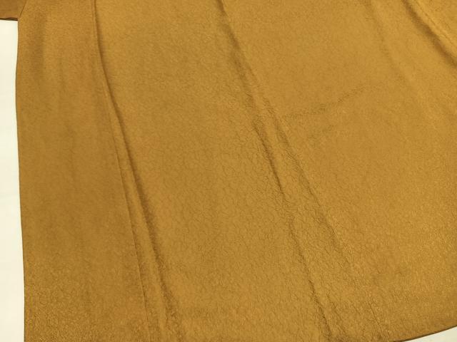 平和屋着物●上質な色無地 霞地紋 黄土色 正絹 逸品 AABM4280fy
